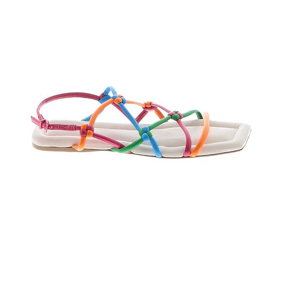 NEW Mercedes Castillo | Camille Colorful Leather Strappy Flats Sandals NWOB 8.5 - Picture 2 of 10
